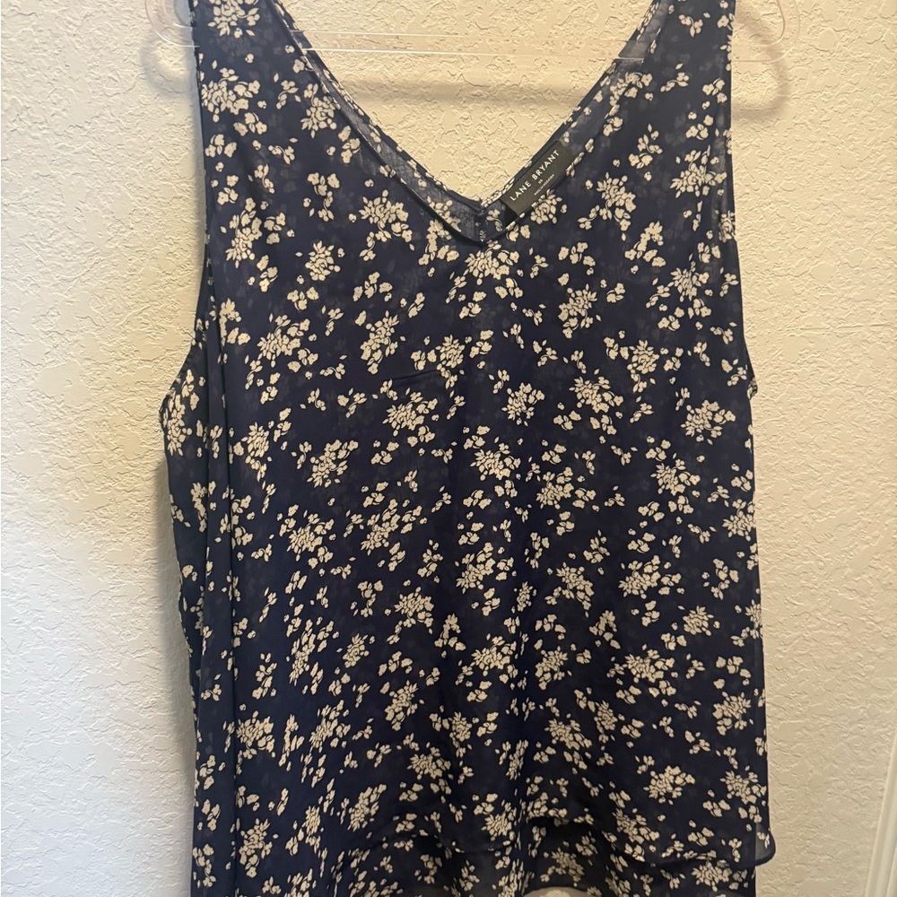 Lane Bryant Navy Floral V-Neck Sleeveless Double Camisole Tank top size 26